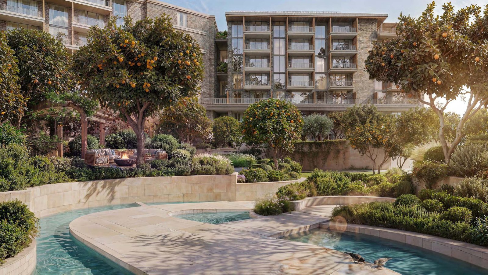 Arancia Yards landscaped water feature